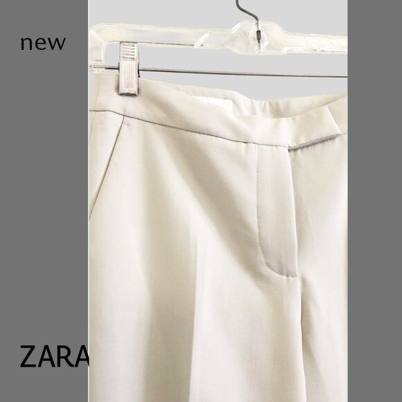 NEW ZARA Neutral Pants Trousers, Sz S - Picture 2 of 4